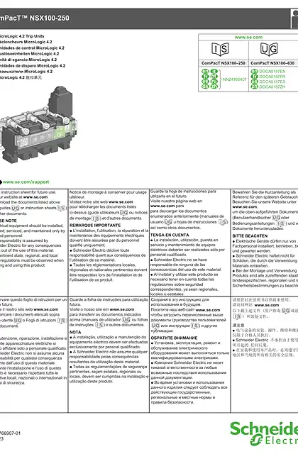 schneider施耐德ComPacT NSX100-250 - MicroLogic 4.2 脱扣单元 - 说明页